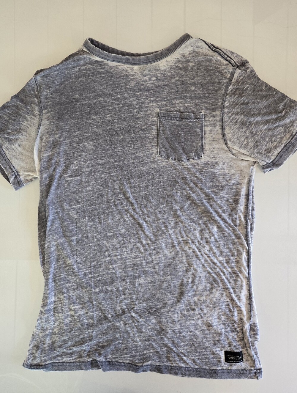 Silver Jeans Co Men Gray Acid Wash Pocket T-Shirt Size M Streetwear Crew Neck